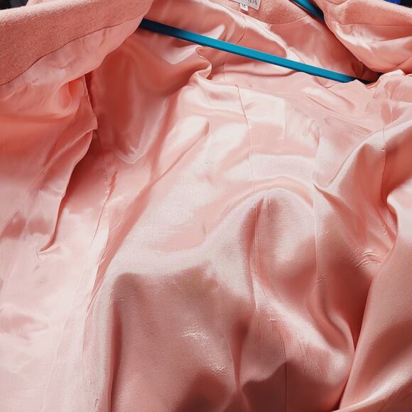 Vintage Agenda Made in USA Pink Wool Blend Embroidered Pockets Blazer Sz 14 Y2K - Picture 12 of 12